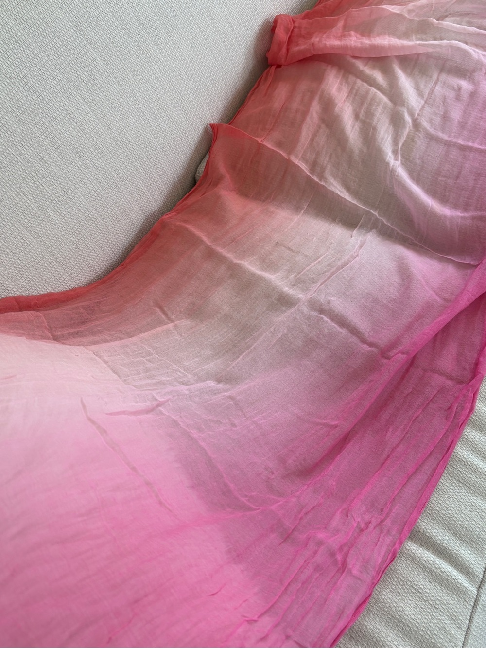 Talbots Pink to Coral Ombre Tassel Scarf 70x25 - Picture 8 of 9